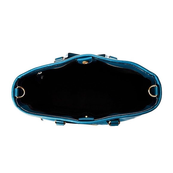 MARC JACOBS Turquoise Leather Top Handle Crossbody Tote Gold Hardware LUNA - Picture 10 of 17